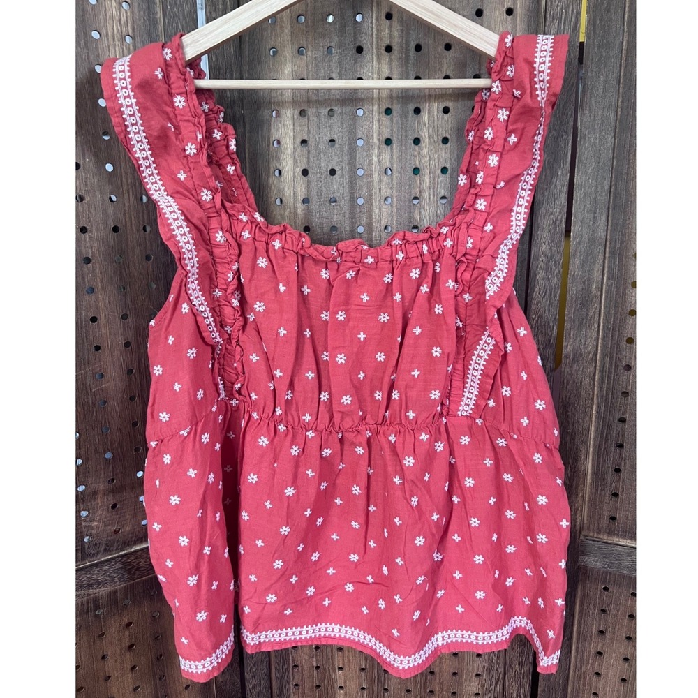 Old Navy Red White Babydoll Tank Top Size XXL boho whimsygoth floral